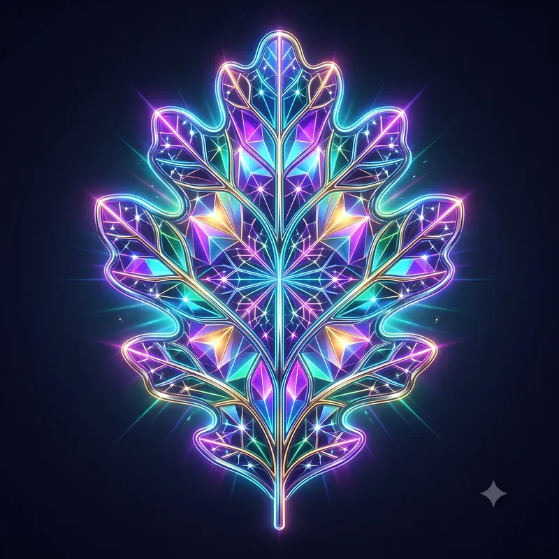 Neon Kaleidoscopic Leaf Vein Emblems