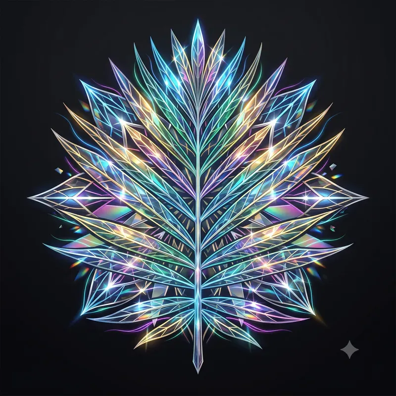 Neon Kaleidoscopic Leaf Vein Emblems