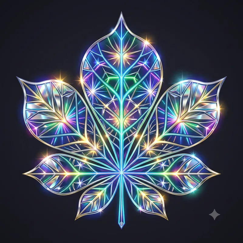 Neon Kaleidoscopic Leaf Vein Emblems