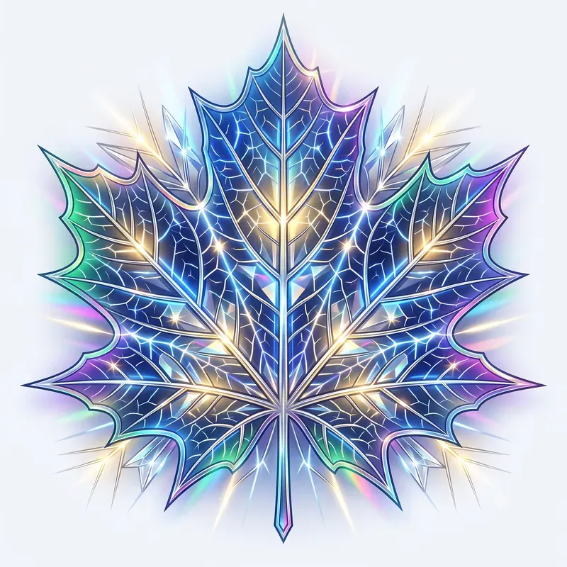 Neon Kaleidoscopic Leaf Vein Emblems
