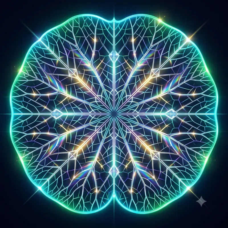 Neon Kaleidoscopic Leaf Vein Emblems