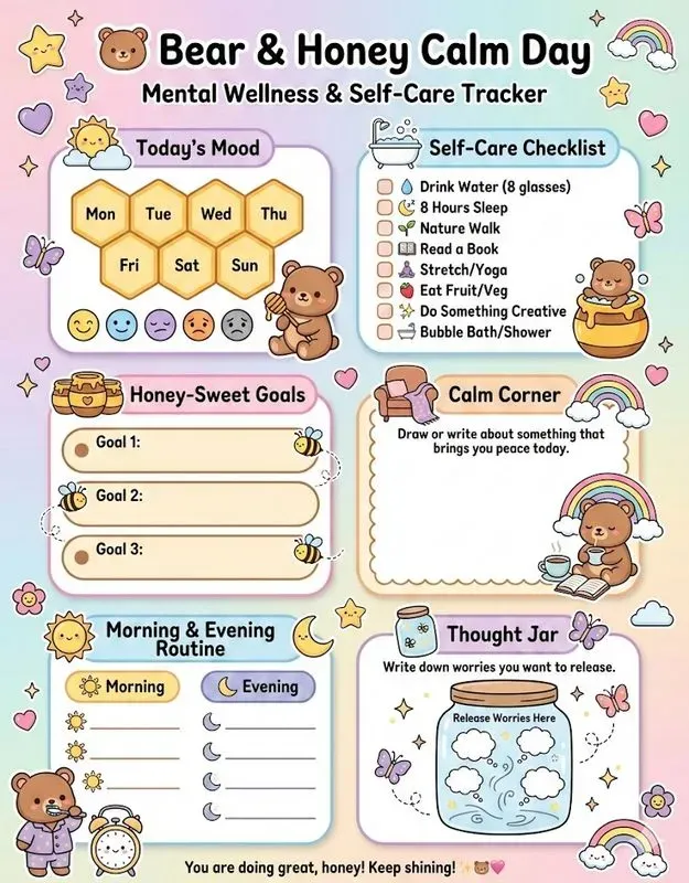 Kawaii Cute Mental Wellness Planner Pages