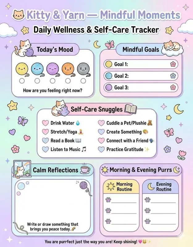 Kawaii Cute Mental Wellness Planner Pages