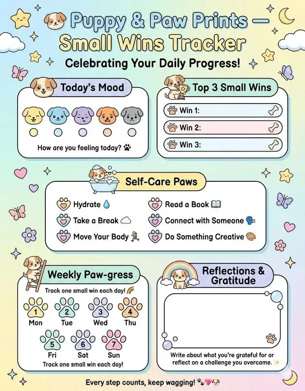 Kawaii Cute Mental Wellness Planner Pages