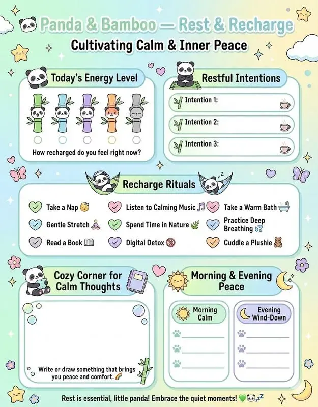 Kawaii Cute Mental Wellness Planner Pages