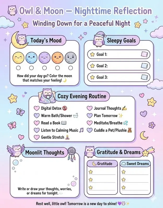 Kawaii Cute Mental Wellness Planner Pages