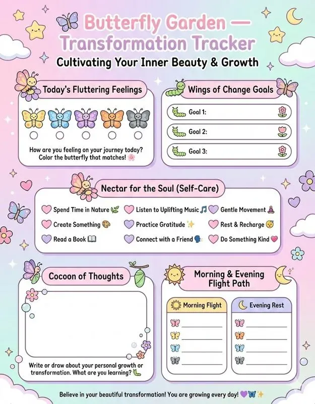 Kawaii Cute Mental Wellness Planner Pages