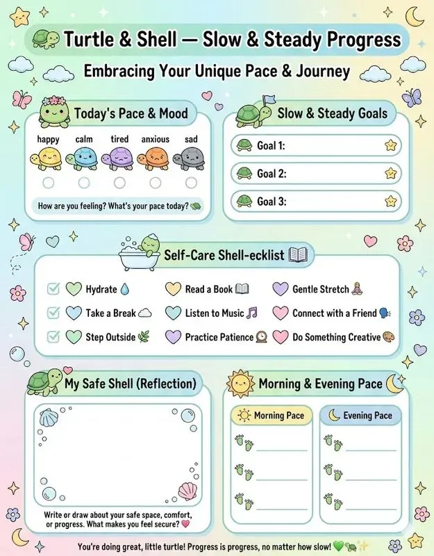 Kawaii Cute Mental Wellness Planner Pages