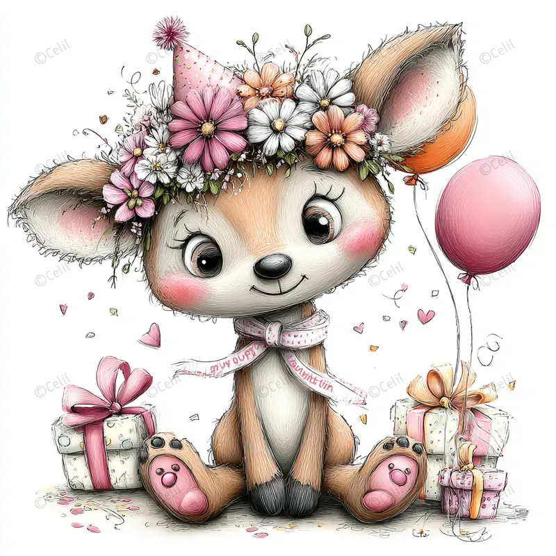 Cute Birthday Animal Clipart Bundles