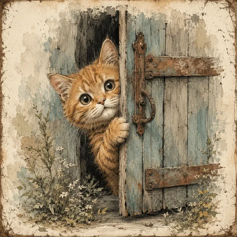 Vintage Peeking Puppy Art