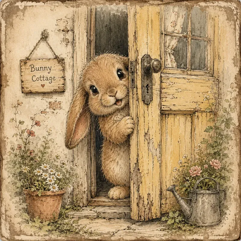 Vintage Peeking Puppy Art