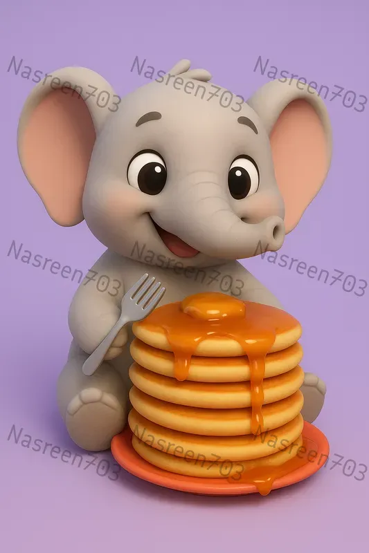 Adorable 3D Cartoon Animals With Food