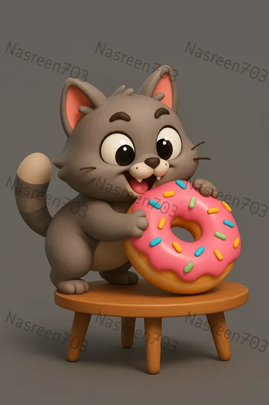 Adorable 3D Cartoon Animals With Food