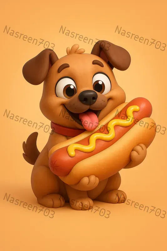 Adorable 3D Cartoon Animals With Food