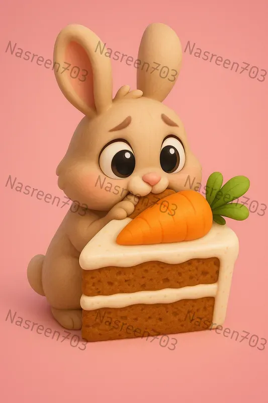 Adorable 3D Cartoon Animals With Food