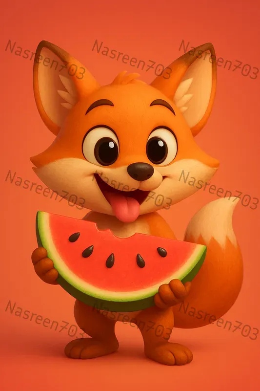 Adorable 3D Cartoon Animals With Food