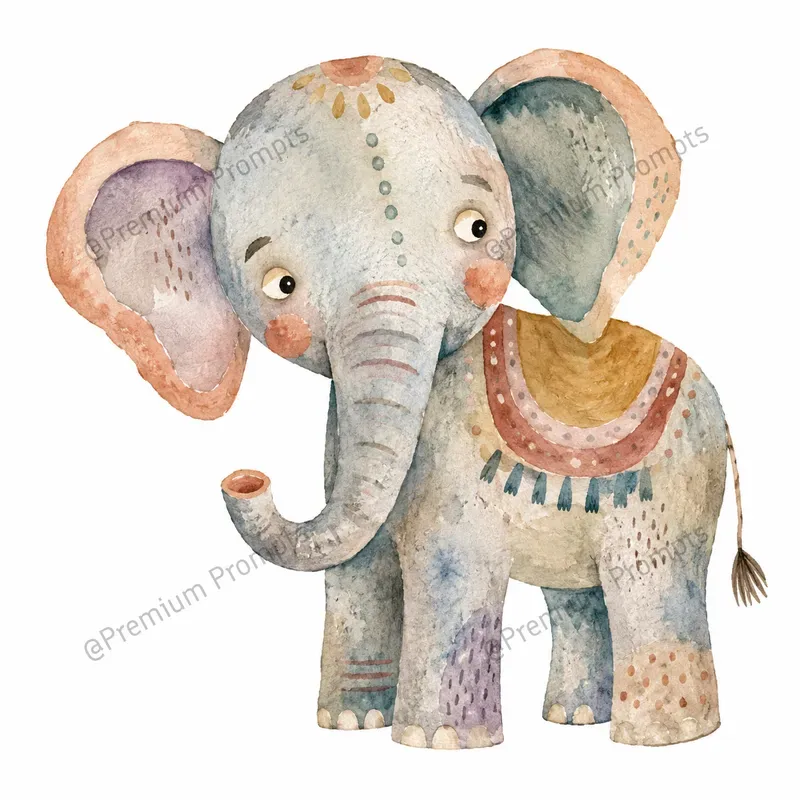 Naive Nursery Watercolor Art Cliparts