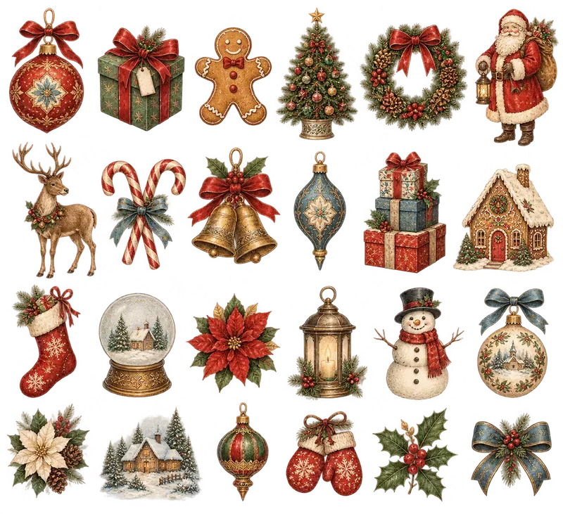 Vintage Christmas Clipart Bundles