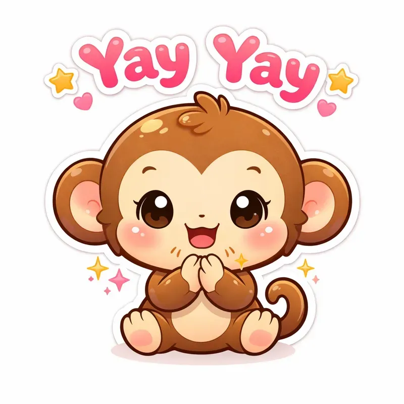 Cute Kawaii Baby Animal Actions Stickers