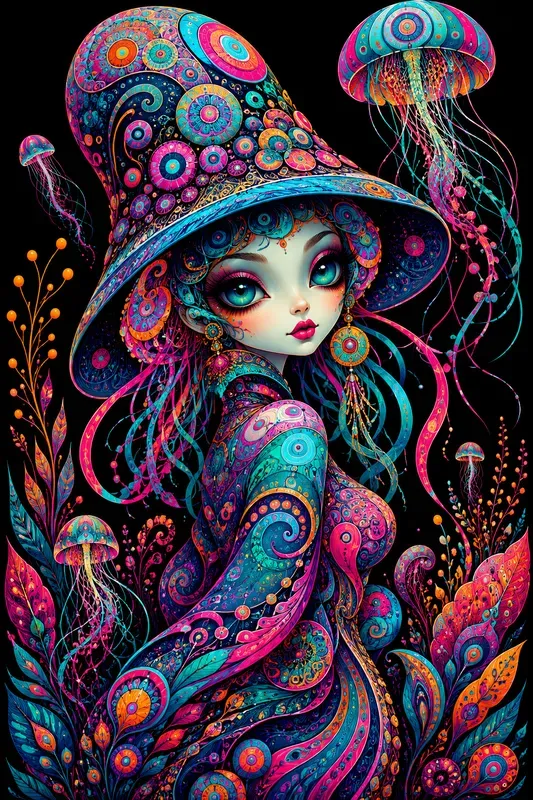 Vibrant Psychedelic Pop Surrealism Art