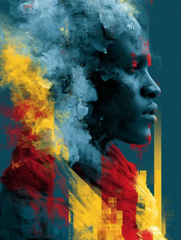 Digital Surreal Glitch Portrait Art