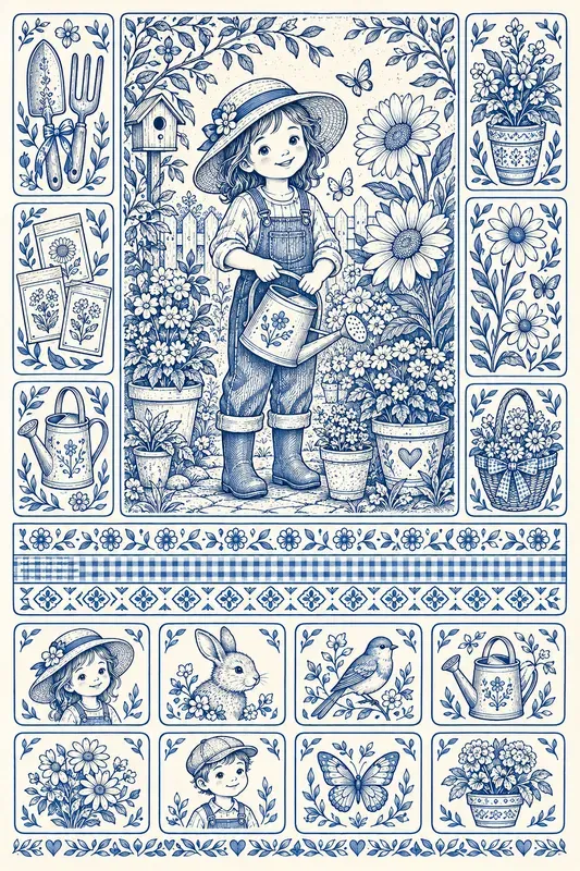 Blue Ink Whimsy Coloring Sheets
