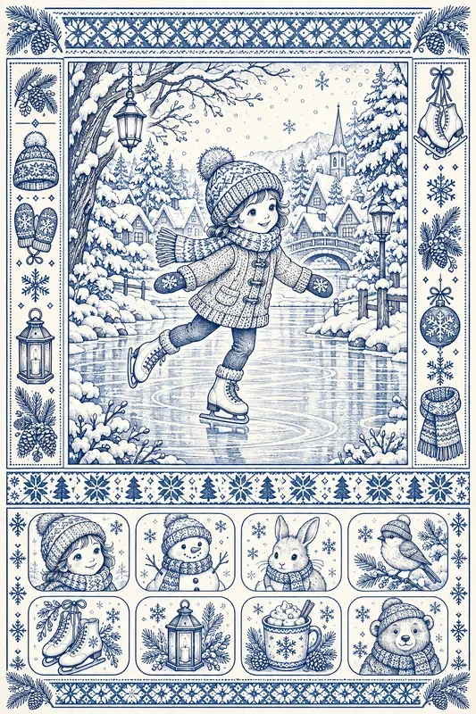 Blue Ink Whimsy Coloring Sheets