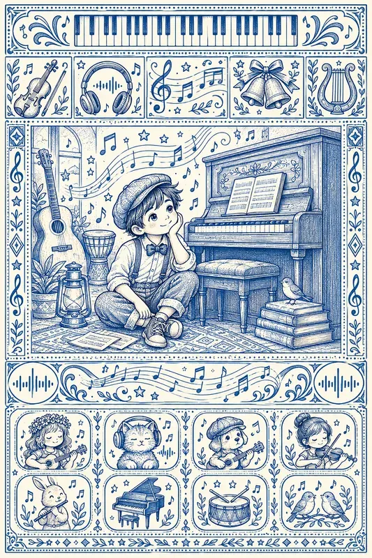 Blue Ink Whimsy Coloring Sheets
