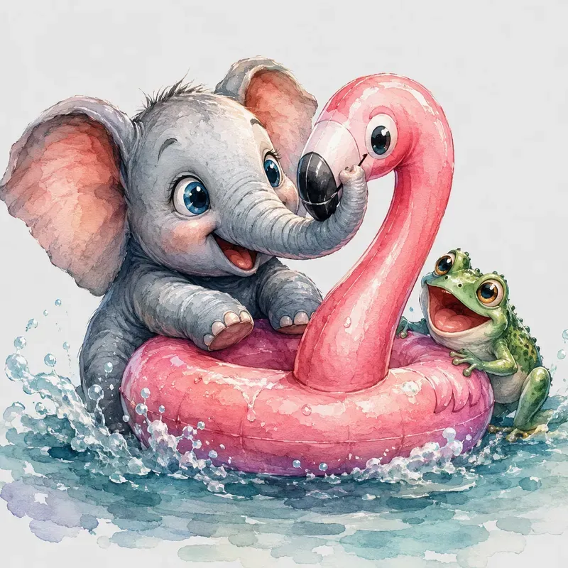 3D Watercolor Baby Animal Duos