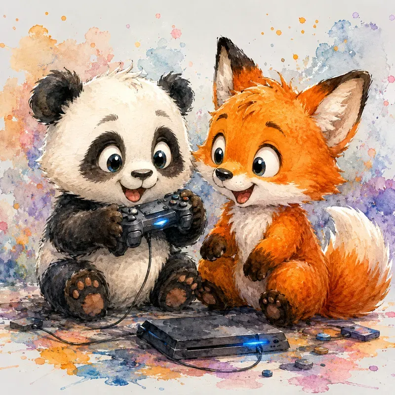 3D Watercolor Baby Animal Duos