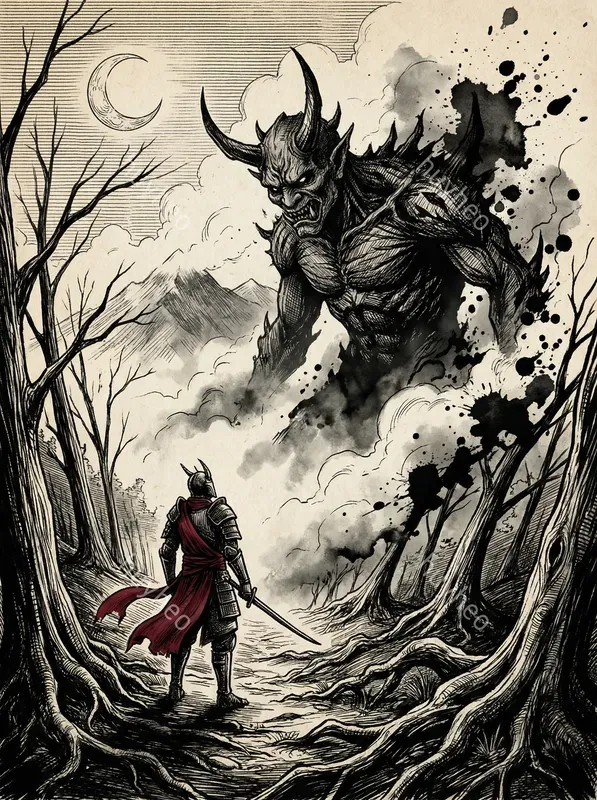 Dark Gothic Ink Wash Art