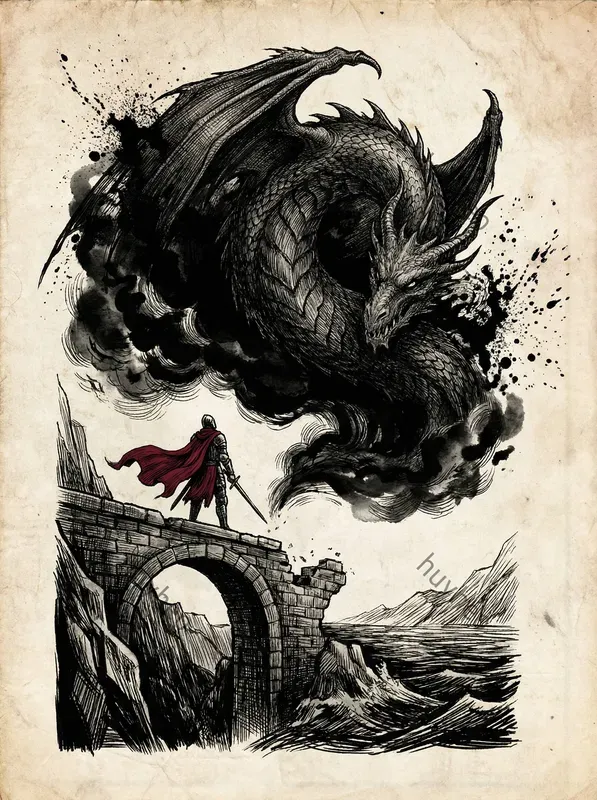 Dark Gothic Ink Wash Art