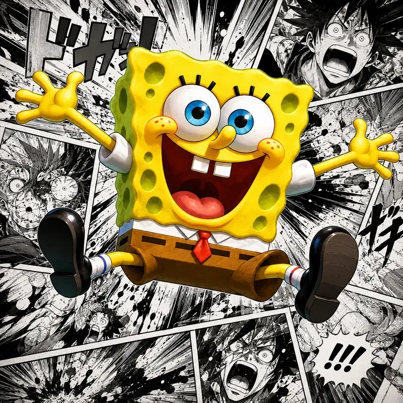 Vibrant Cartoons On Manga Panels