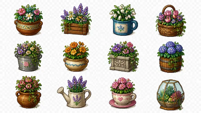 16bit Cozy Courtyard Decor Sprite Sheets