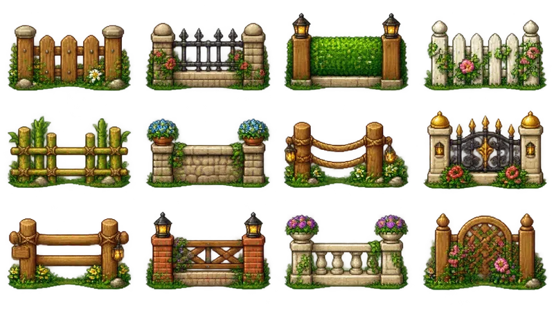 16bit Cozy Courtyard Decor Sprite Sheets