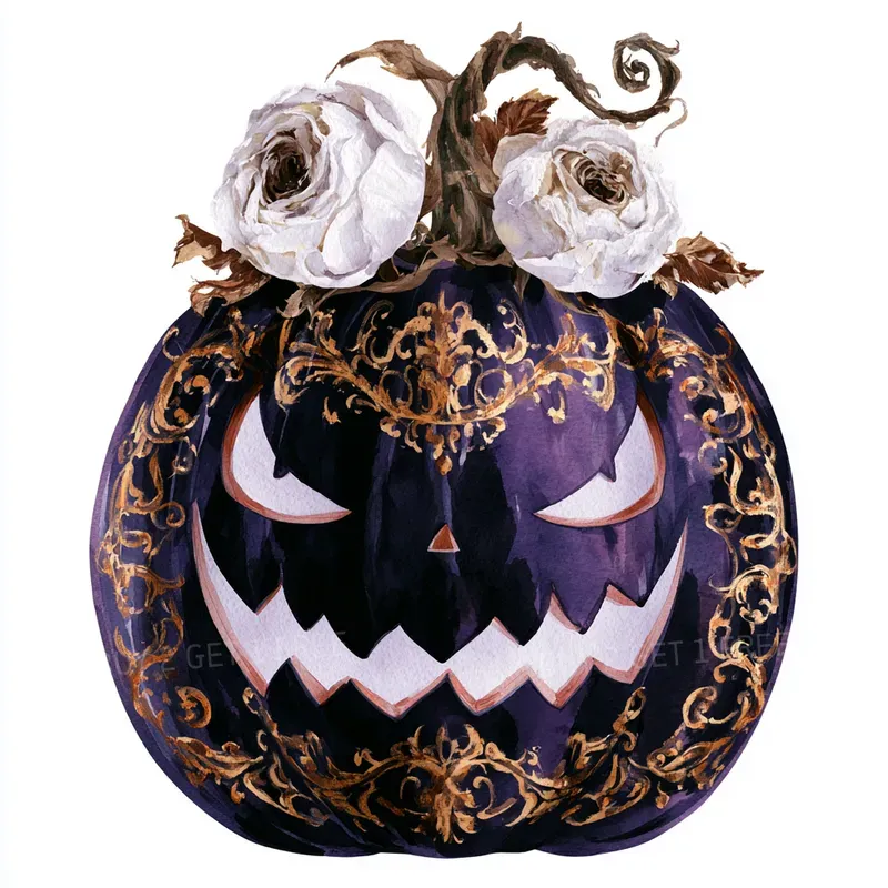 Watercolor Purple Halloween Cliparts
