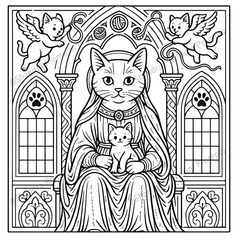 Cat Meowsterpieces Coloring Book Pages