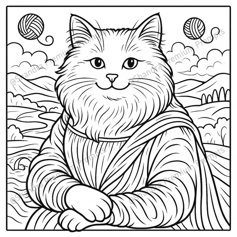 Cat Meowsterpieces Coloring Book Pages