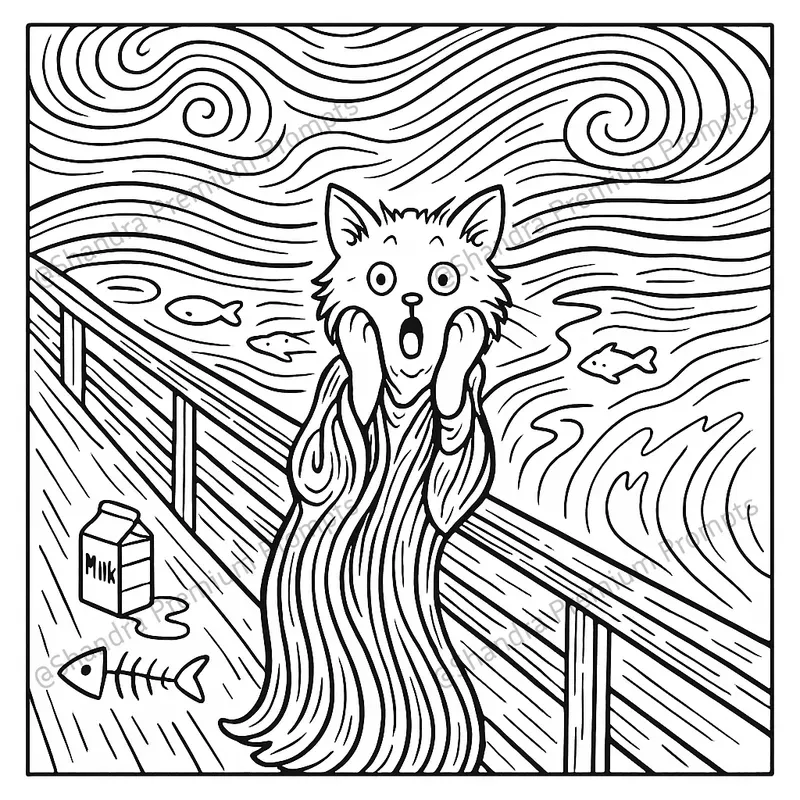 Cat Meowsterpieces Coloring Book Pages