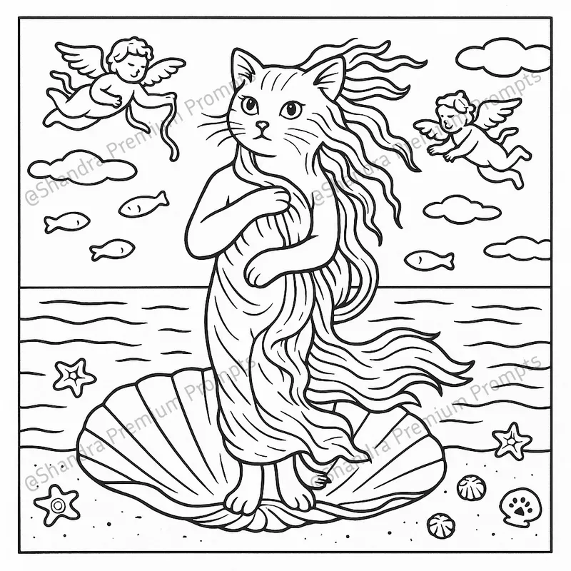 Cat Meowsterpieces Coloring Book Pages