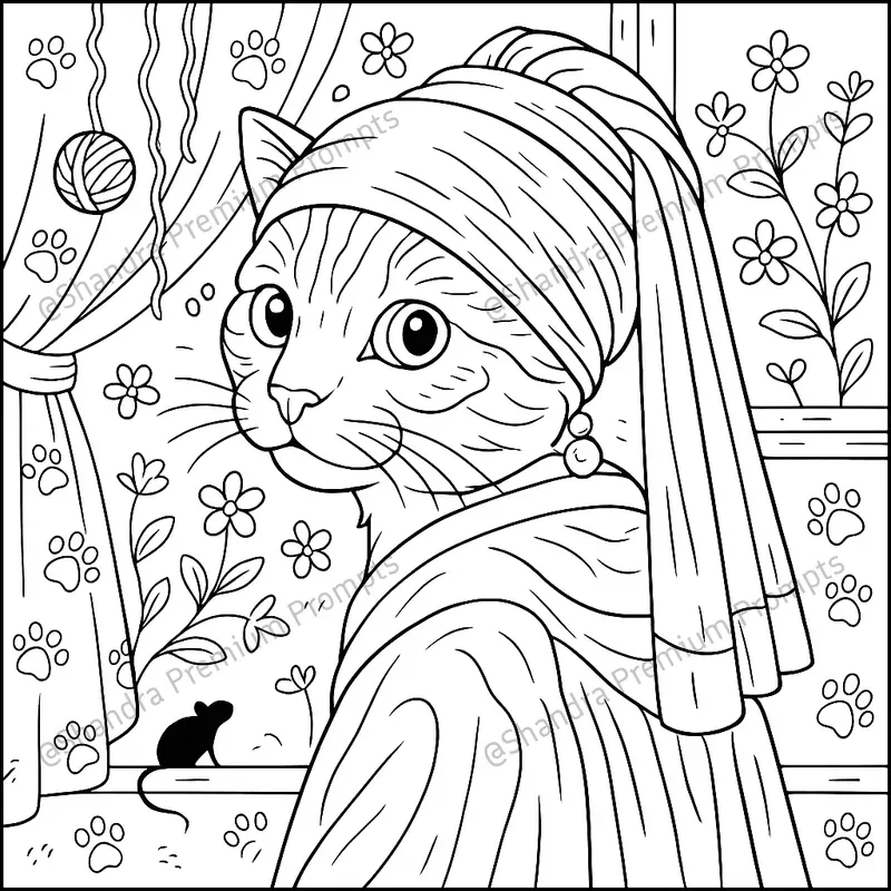 Cat Meowsterpieces Coloring Book Pages