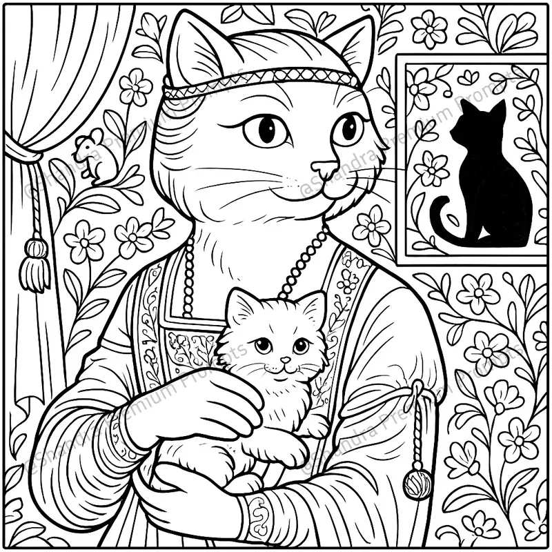 Cat Meowsterpieces Coloring Book Pages