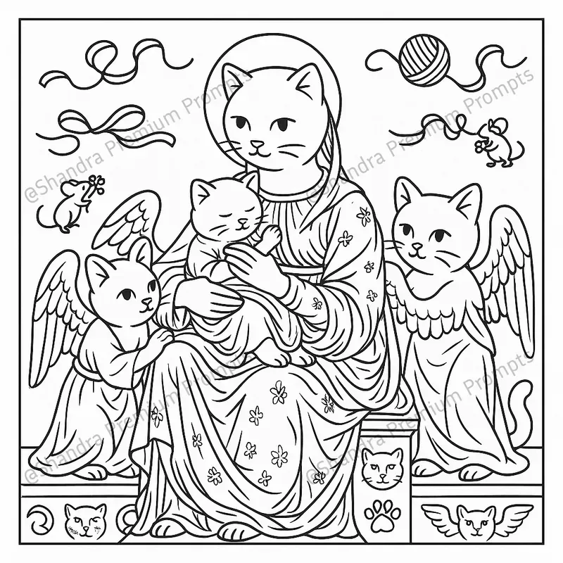 Cat Meowsterpieces Coloring Book Pages