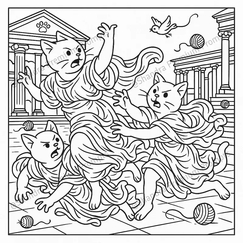 Cat Meowsterpieces Coloring Book Pages