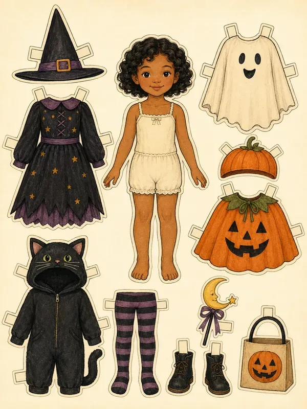 Halloween Costume Paper Doll Cutouts