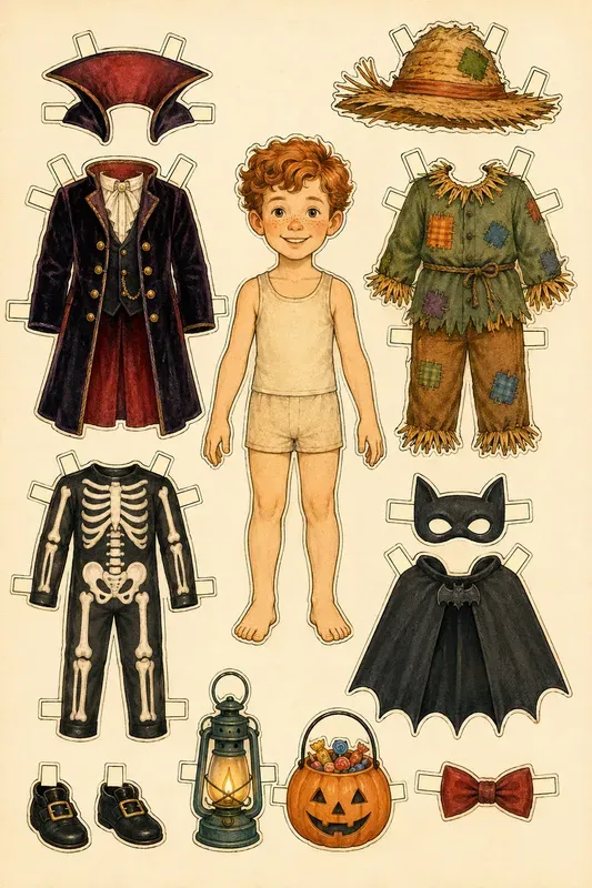 Halloween Costume Paper Doll Cutouts