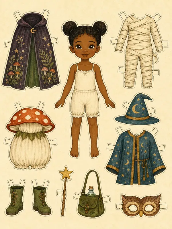Halloween Costume Paper Doll Cutouts