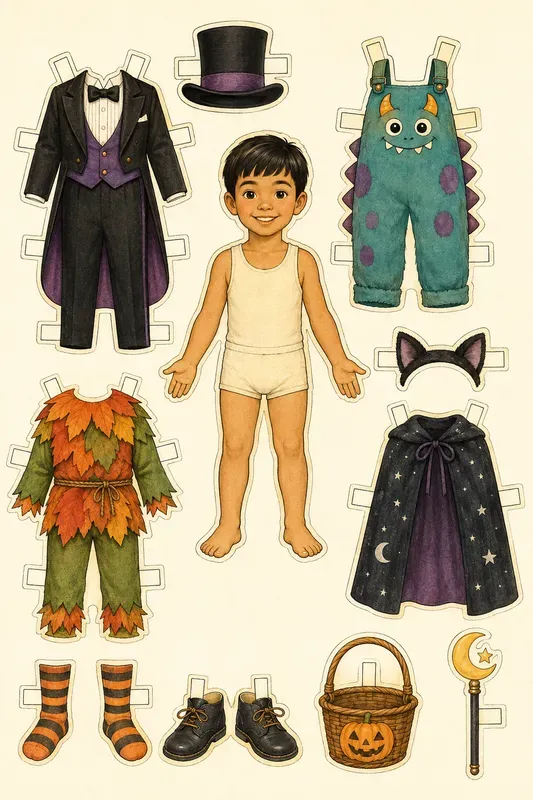 Halloween Costume Paper Doll Cutouts