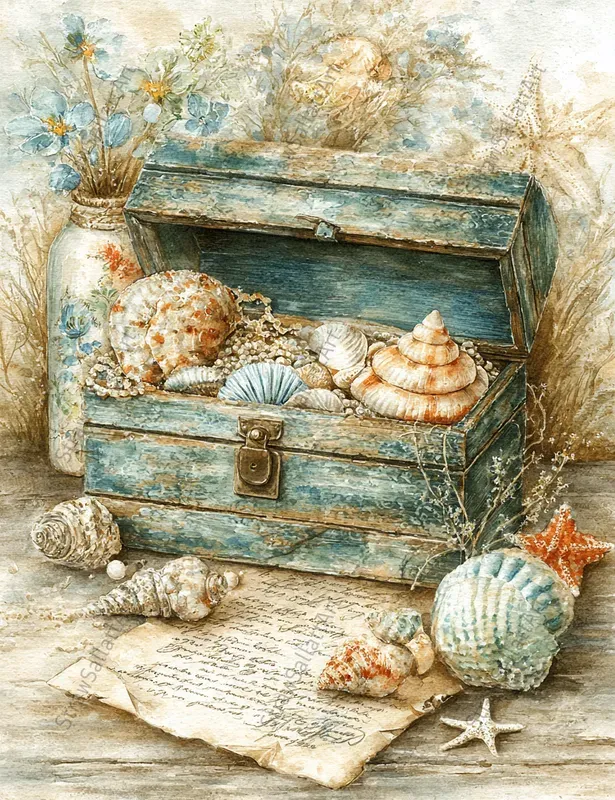 Coastal Marine Junk Journal Art Ephemera