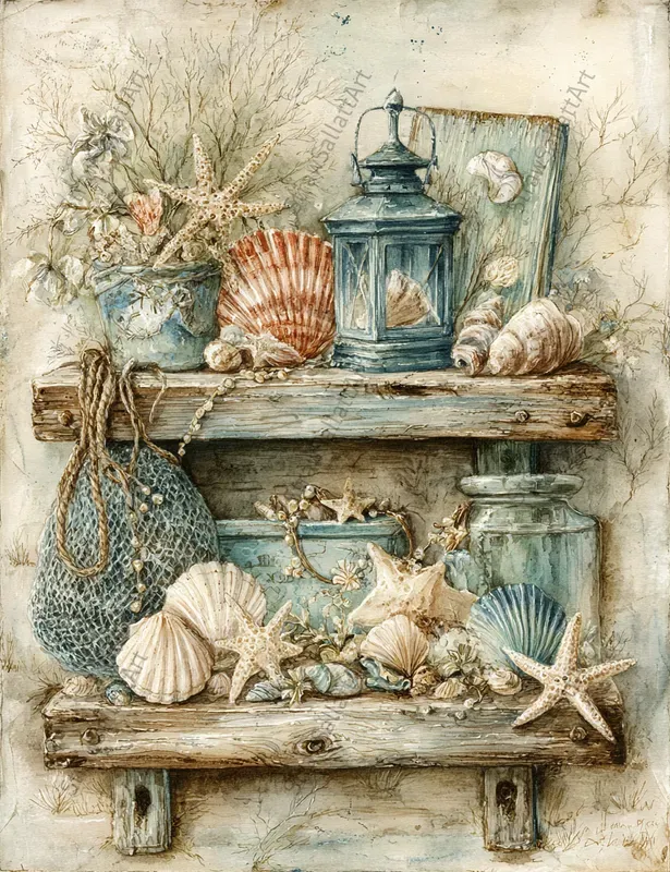 Coastal Marine Junk Journal Art Ephemera